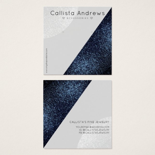 Schwarz-Grau-Glitzer Geo Herd Earring Display (Vorne & Hinten)