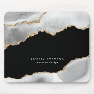 Schwarz, Grau & Gold Achat Business Mousepad