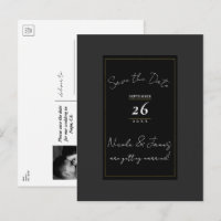 Schwarz-Grau-Gold Moderner Minimal Save the Date