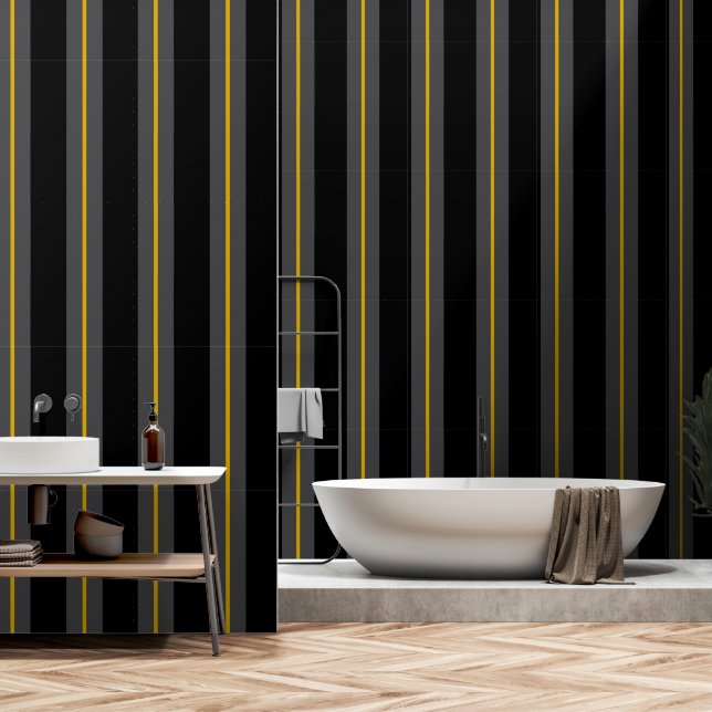 Schwarz-Grau-Gold Ultra-Wide-Sixtinch-Markierungss Tapete (Badezimmer)