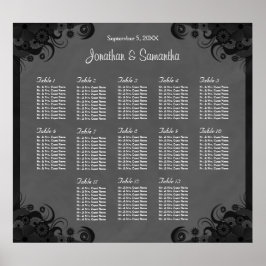 Schwarz/Grau Goth Hochzeit 13 Tischkarten Poster