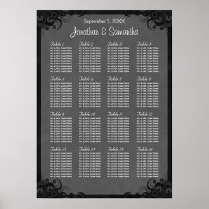 Schwarz/Grau Goth Hochzeit 16 Tischkarten Poster