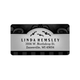 Schwarz/Grau Halloween-Adressetikett mit Fledermäu Adressaufkleber
