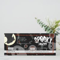 Schwarz/Grau Halloween Spooky Party Ticket
