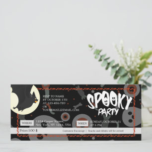 Schwarz/Grau Halloween Spooky Party Ticket Save The Date