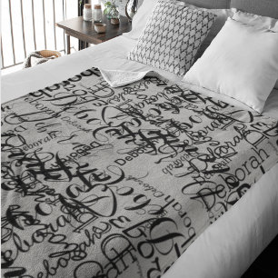Schwarz-Grau-handgeschriebene Schriftart - Muster Fleecedecke