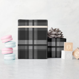 Schwarz Grau Industrielles Gitter Stahl Karomuster Geschenkpapier