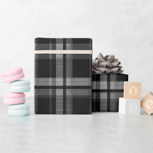 Schwarz Grau Industrielles Gitter Stahl Karomuster Geschenkpapier