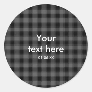 Schwarz-Grau-Kariert-Karton-Aufkleber für Gastgesc Runder Aufkleber