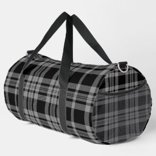 Schwarz Grau Kariert Sport Reise Duffle Bag
