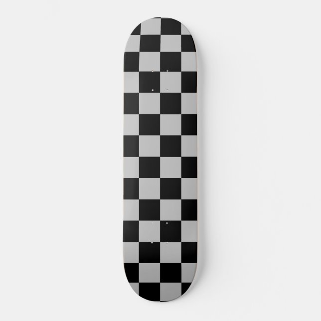 Schwarz/Grau Kariert überprüft Skateboard (Vorderseite)