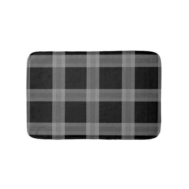 Schwarz-Grau-Kariertes Muster Bath Mat Badematte (Vorderseite)