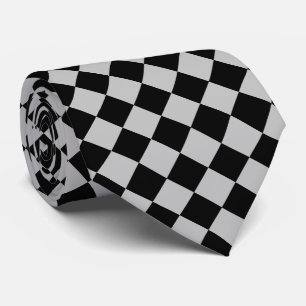 Schwarz-Grau Karo Neck Tie - Modern Krawatte