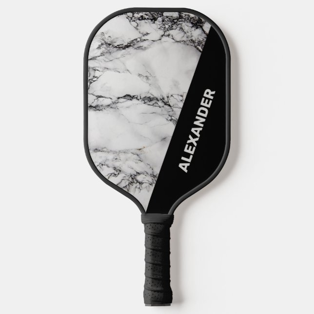 Schwarz-Grau-Marmor Pickleball Schläger (Vorderseite)