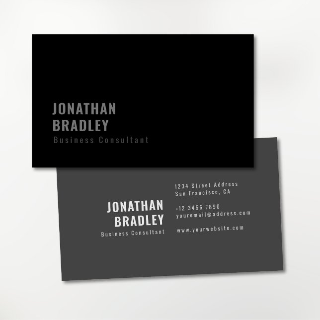 Schwarz-Grau-Minimal-Sauberkeit Beruflich Visitenkarte (Simple modern minimalist professional business card)