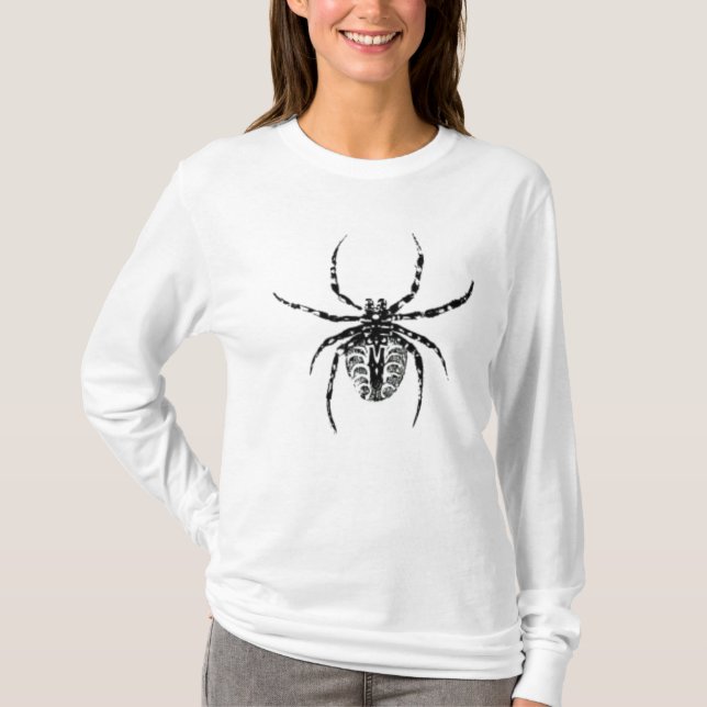 Schwarz/Grau Minimalistischer Niedlicher Spider T  T-Shirt (Vorderseite)