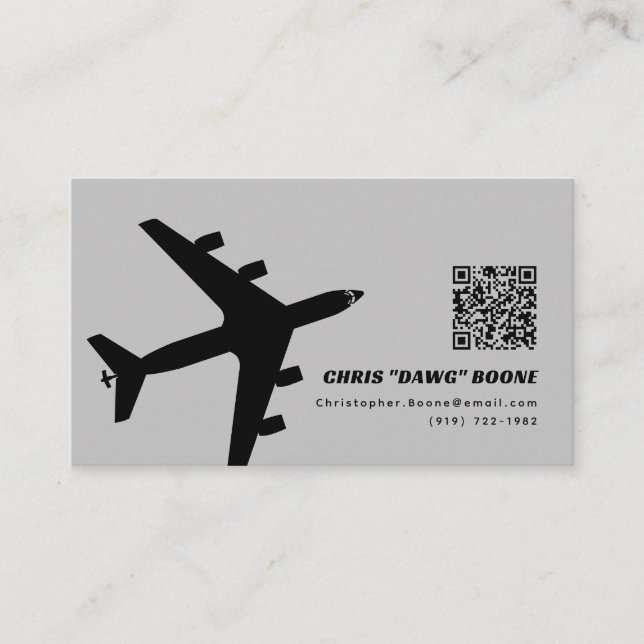 Schwarz-Grau-Moderne KC-135-Flugzeuge Visitenkarte (Vorderseite)