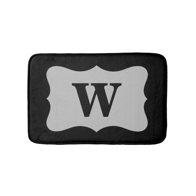 Schwarz-Grau-Monogramm-Initial-Zuhause dekorativ Badematte (Vorderseite)