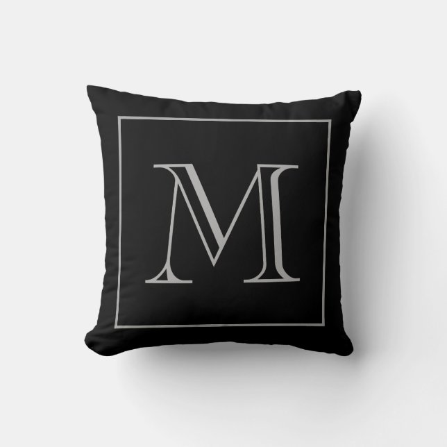 Schwarz-Grau-Monogramm Kissen (Vorderseite)