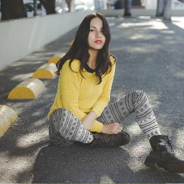 Schwarz-Grau-Muster-Leggings Leggings