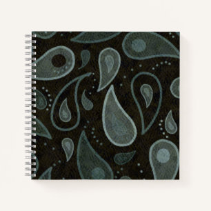 Schwarz-Grau-Paisley-Muster Notizbuch