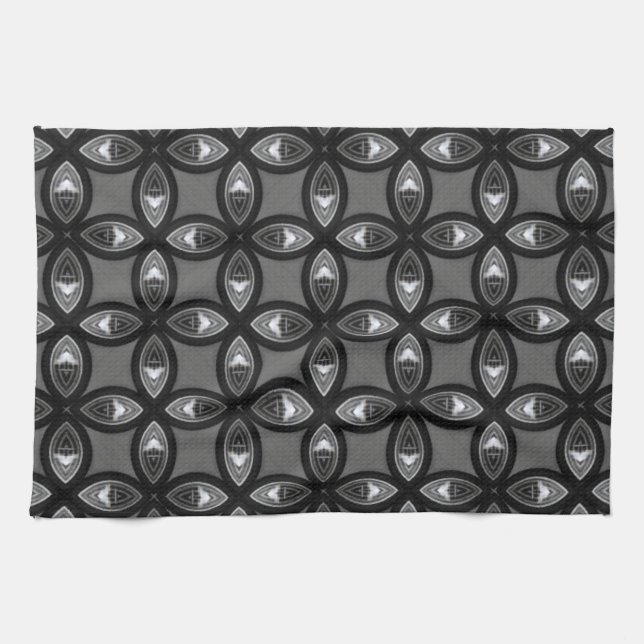 Schwarz-Grau-Petal-Muster Geschirrtuch (Horizontal)