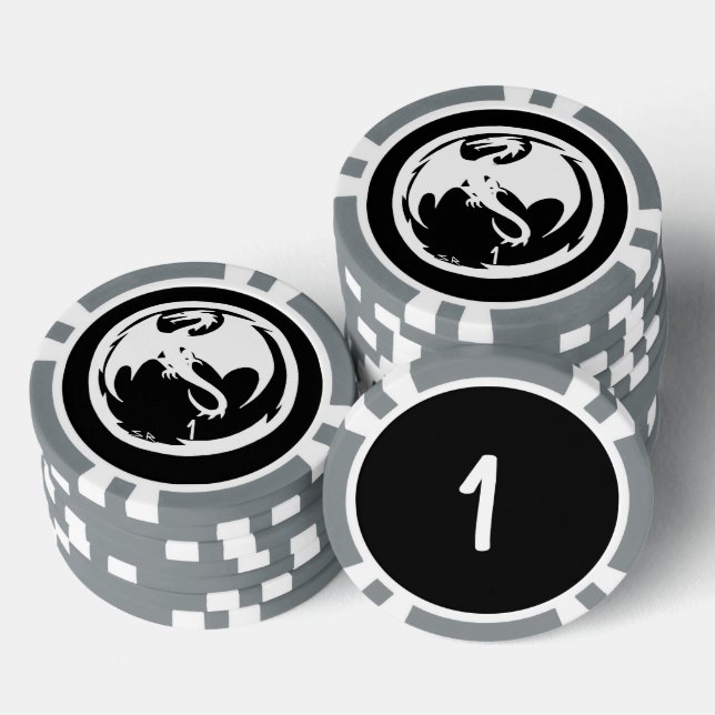 Schwarz-Grau-Poker-Chip des White Dragon 1 Pokerchips (Stapel)