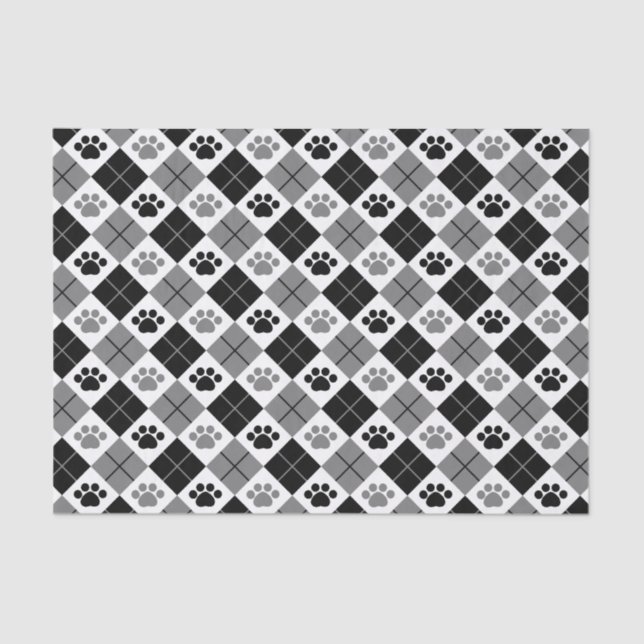 Schwarz/Grau Raute Druckmuster Seidenpapier (Vorderseite)