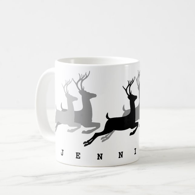 Schwarz-Grau-Reindeers WeihnachtsCo Kaffeetasse (Vorderseite Links)