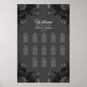 Schwarz-Grau-Rose Gothic Hochzeitskizze Poster