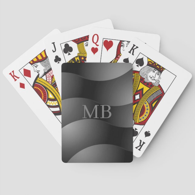 Schwarz-Grau-Rundformen, Grau-Monogramm Spielkarten (Rückseite)
