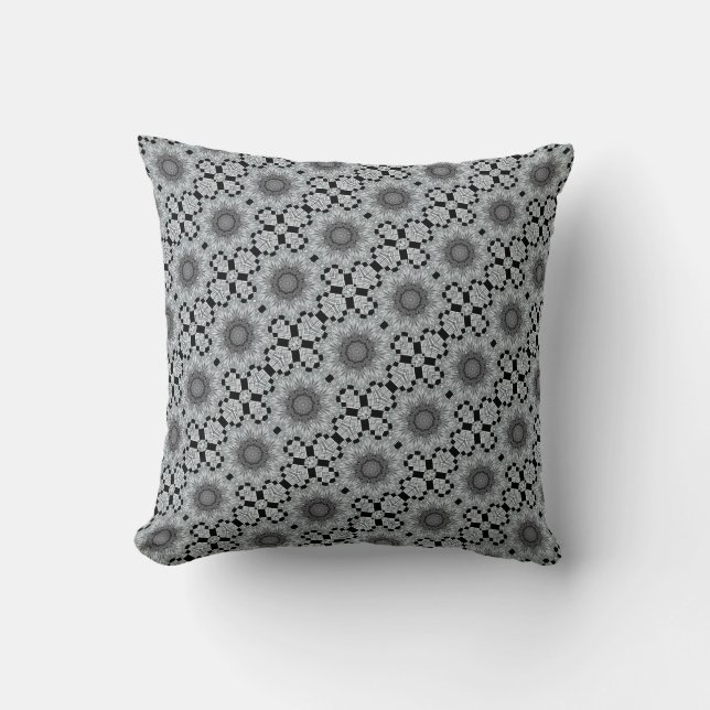 Schwarz-Grau-Schneeflocken-Design Kissen (Vorderseite)