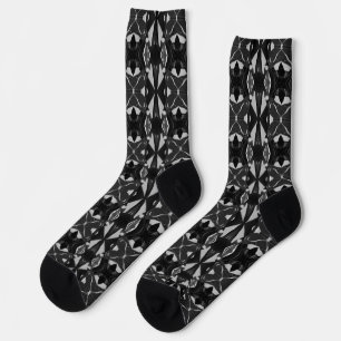 Schwarz-Grau-Silber Moderne Muster Crew Socken