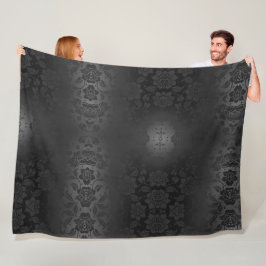 Schwarz-Grau-Silberne Blume Blumengestein Fleecedecke