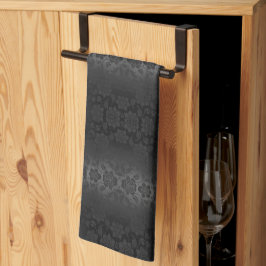 Schwarz-Grau-Silberne Blume Blumengestein Geschirrtuch