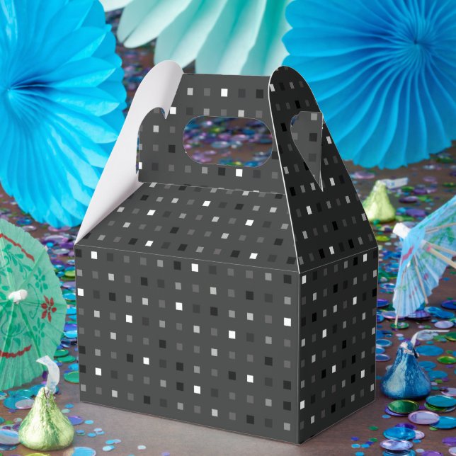 Schwarz Grau spielend Pixel Nahtloses Muster Geschenkschachtel (Party)