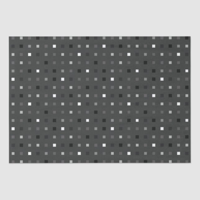 Schwarz Grau spielend Pixel Nahtloses Muster Seidenpapier (Vorderseite)