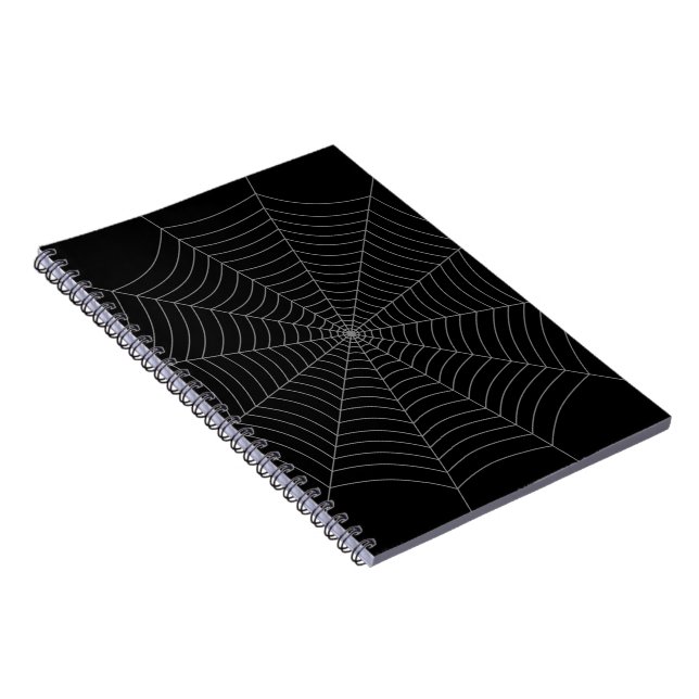 Schwarz-Grau-Spinnennetz Halloween-Muster Notizblock (Rechte Seite)