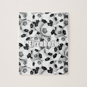 Schwarz-Grau-Team Farben Jungen Fußball Puzzle