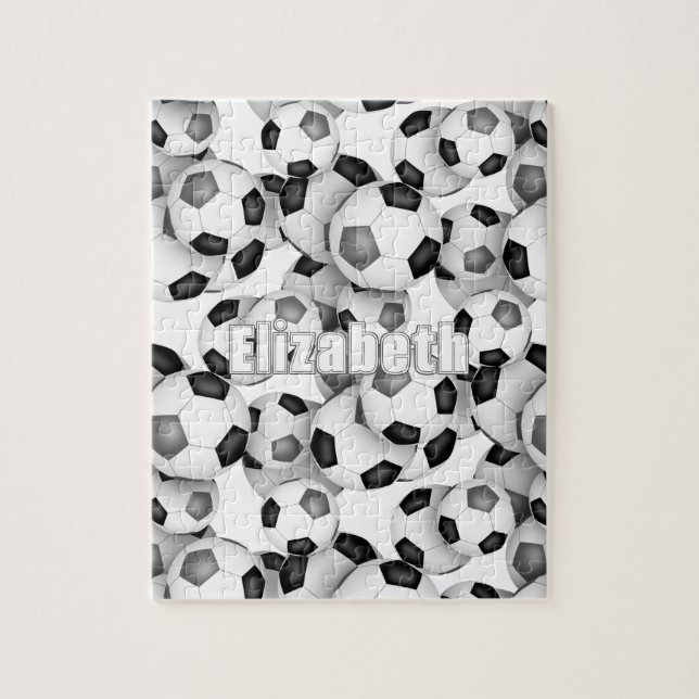 Schwarz-Grau-Team Farben Jungen Fußball Puzzle (Vertikal)