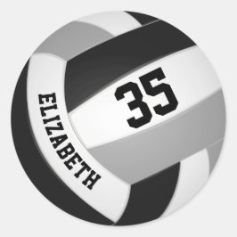 Schwarz-Grau-Team Farben Jungs Mädchen Volleyball Runder Aufkleber