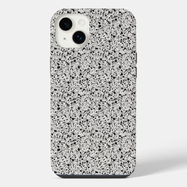 Schwarz-Grau Terrazzo Gemustert iPhone Hülle (Rückseite)