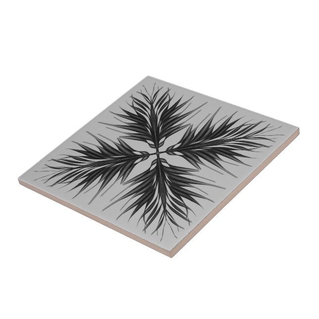 Schwarz-Grau-Transluzente Texturierte Federn Blätt Fliese (Seite)