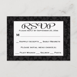 Schwarz-Grau-UAWG Damask Blumenzehen / Party RSVP Karte