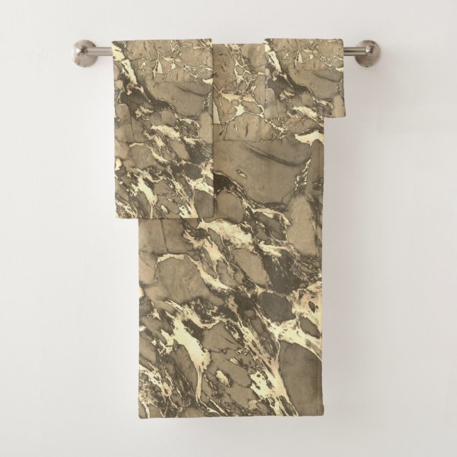 Schwarz-, Grau- und Goldmarmor Badhandtuch Set (Insitu)