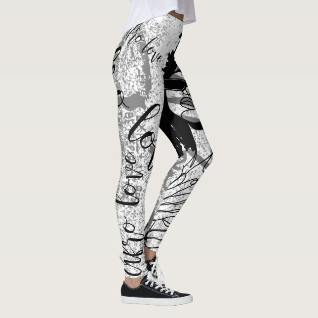 Schwarz, Grau und Graffiti in Leggings (Rechts)