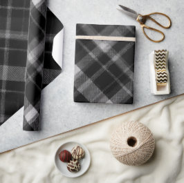 Schwarz Grau Urban Rauch Karomuster Geschenkpapier