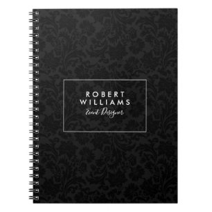 Schwarz-Grau-Vintag-Damaskus-Muster Notizblock