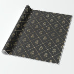 Schwarz-Grau-Vintage Blüte Geschenkpapier<br><div class="desc">Graues und schwarzes Paris Vintage Blume Muster Packpapier.</div>