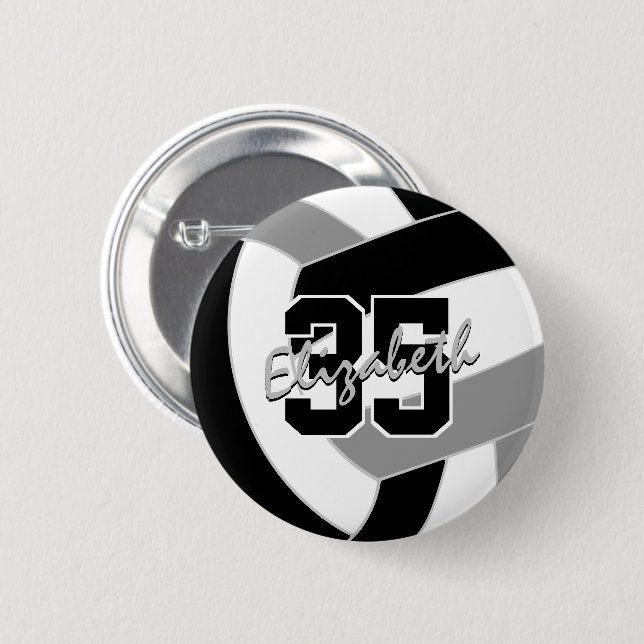 Schwarz-Grau-Volleyball-Mannschaftsfarben Button (Vorne & Hinten)